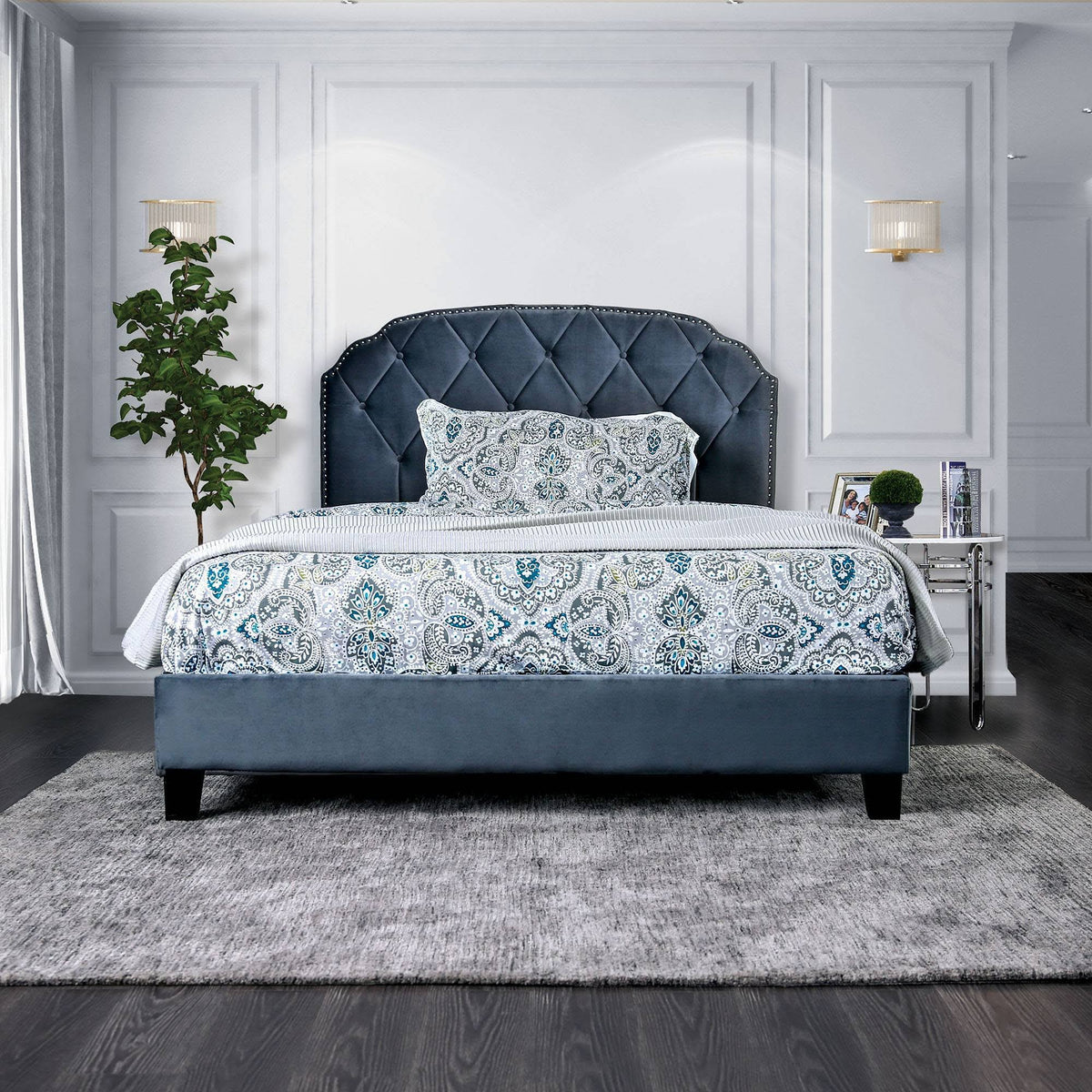 Queen Serena Tufted Upholstered Bed Gray B790133