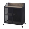 Industrial Metal Mesh Bar Cart on Wheels Gray Wash H5683
