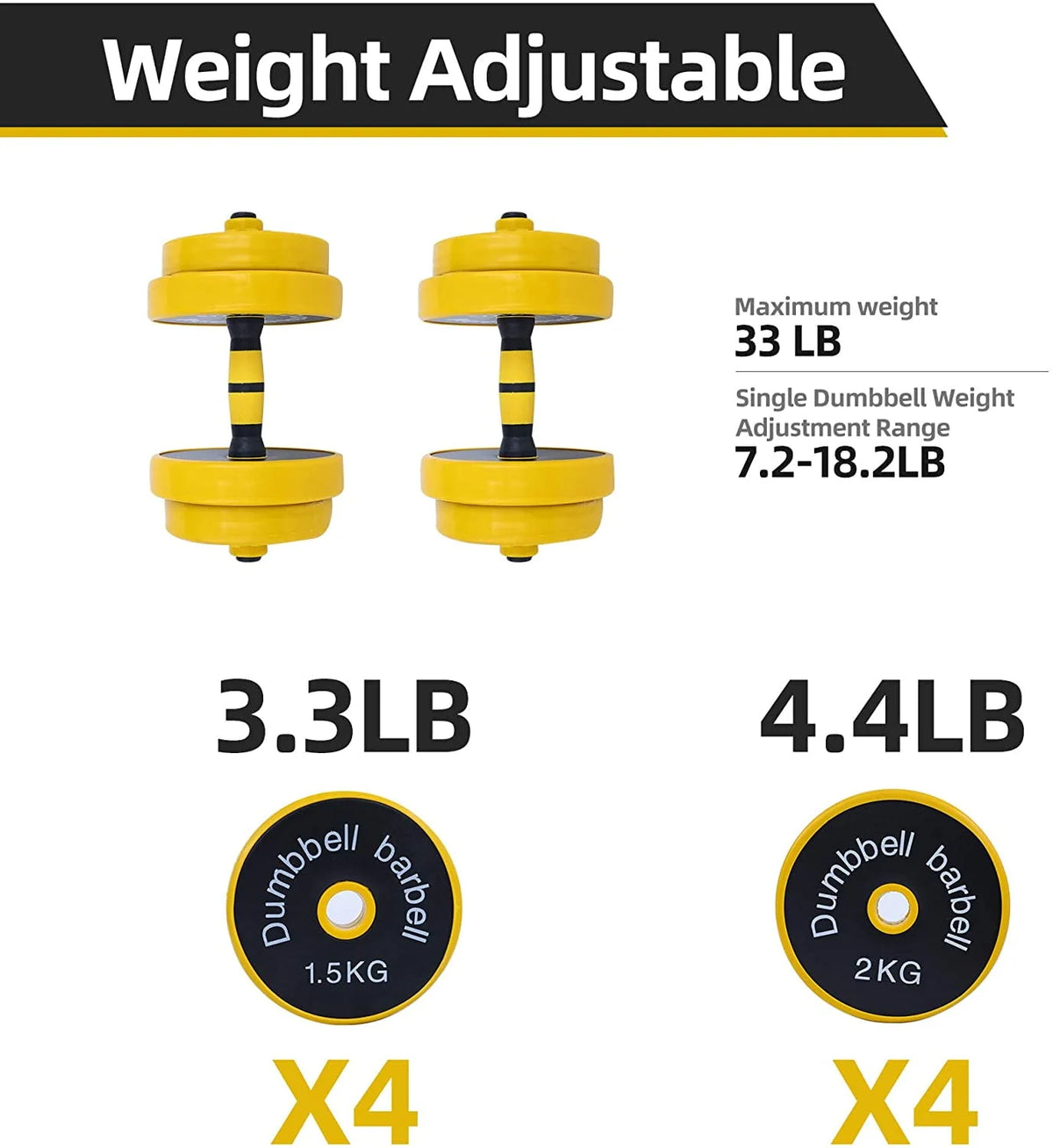 Adjustable Dumbbell Barbell Weight Pair 2-in-1 Non-Slip Neoprene O991