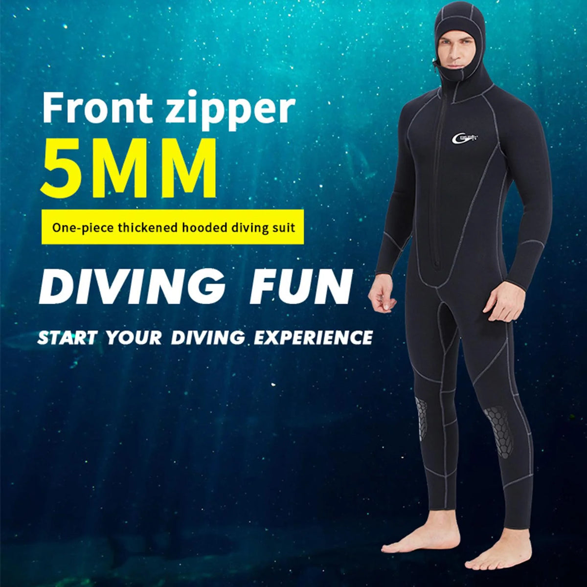 Mens 5mm Hooded Neoprene Scuba Diving Suit XL O23943