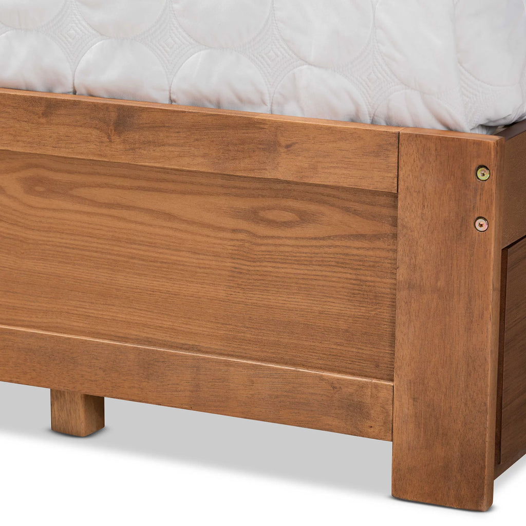 King Ash Walnut Wood Storage Platform Bed F591