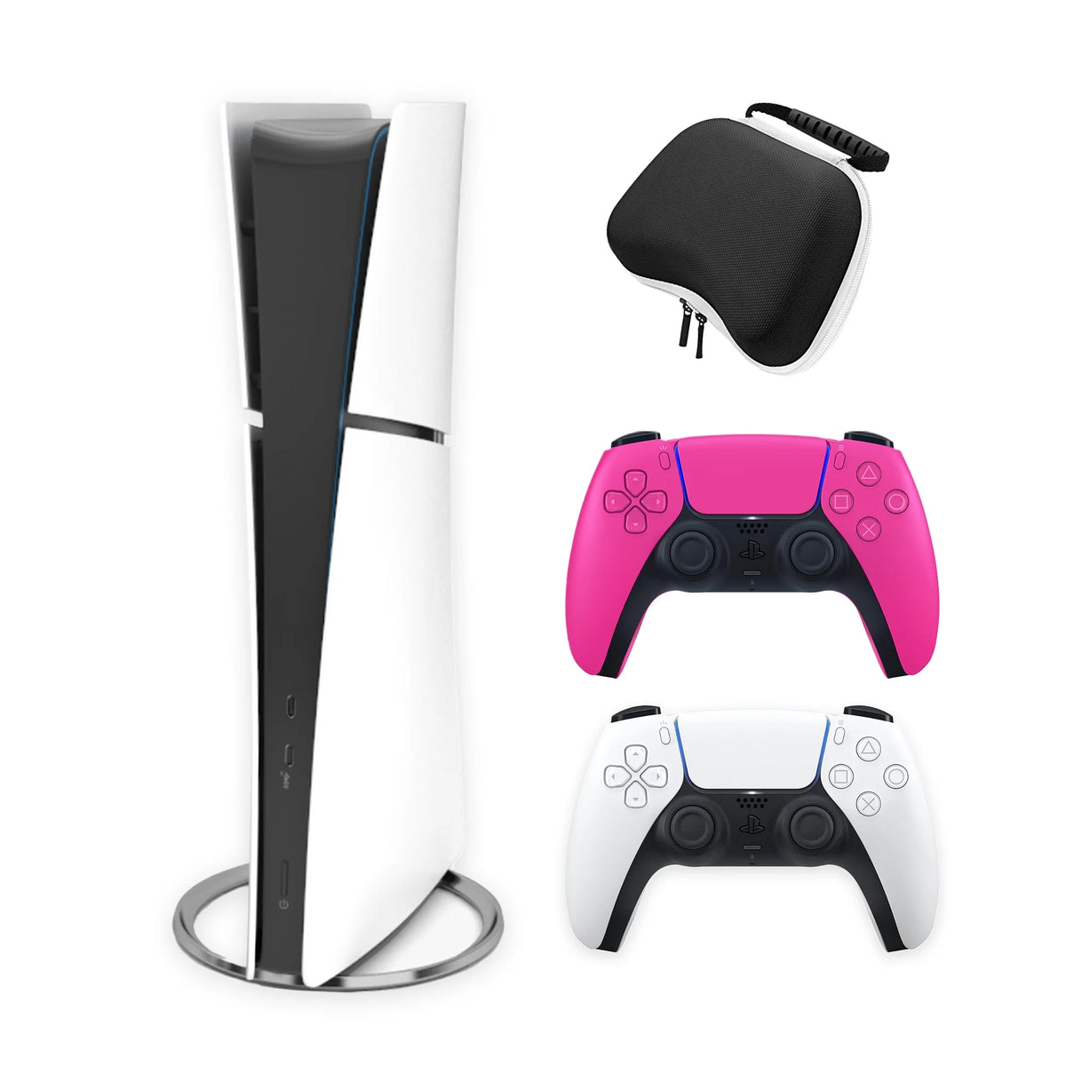 White PlayStation 5 Slim Digital Edition 1TB Gaming Console with Two Controllers B129