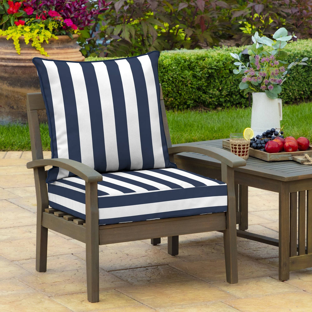 Cabana Stripe Sapphire Outdoor Deep Seat Set Y8653