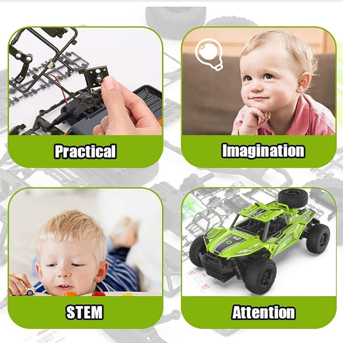 1:18 Scale 2.4GHz 4WD Remote Control Car with 2 Batteries Pack of 2 H399