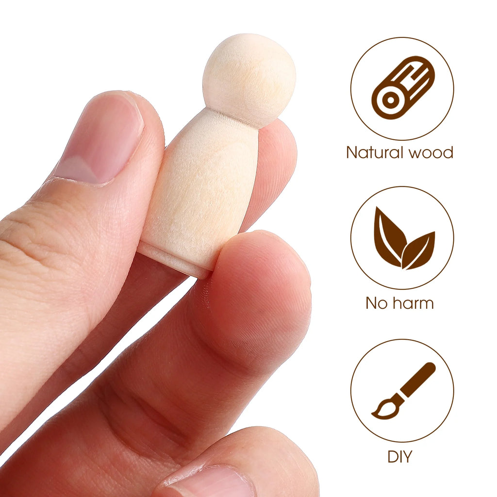 40 Pcs Wooden Peg Dolls Painting Crafts for Kids E915