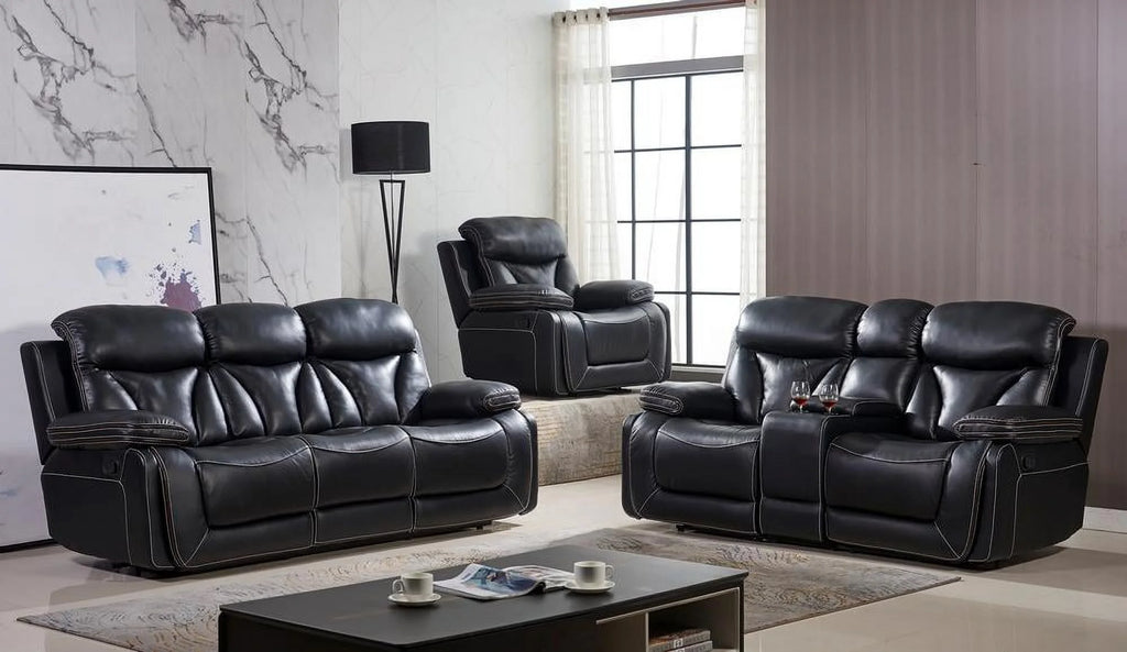 Dark Brown Leather Match Reclining Sofa Q4445