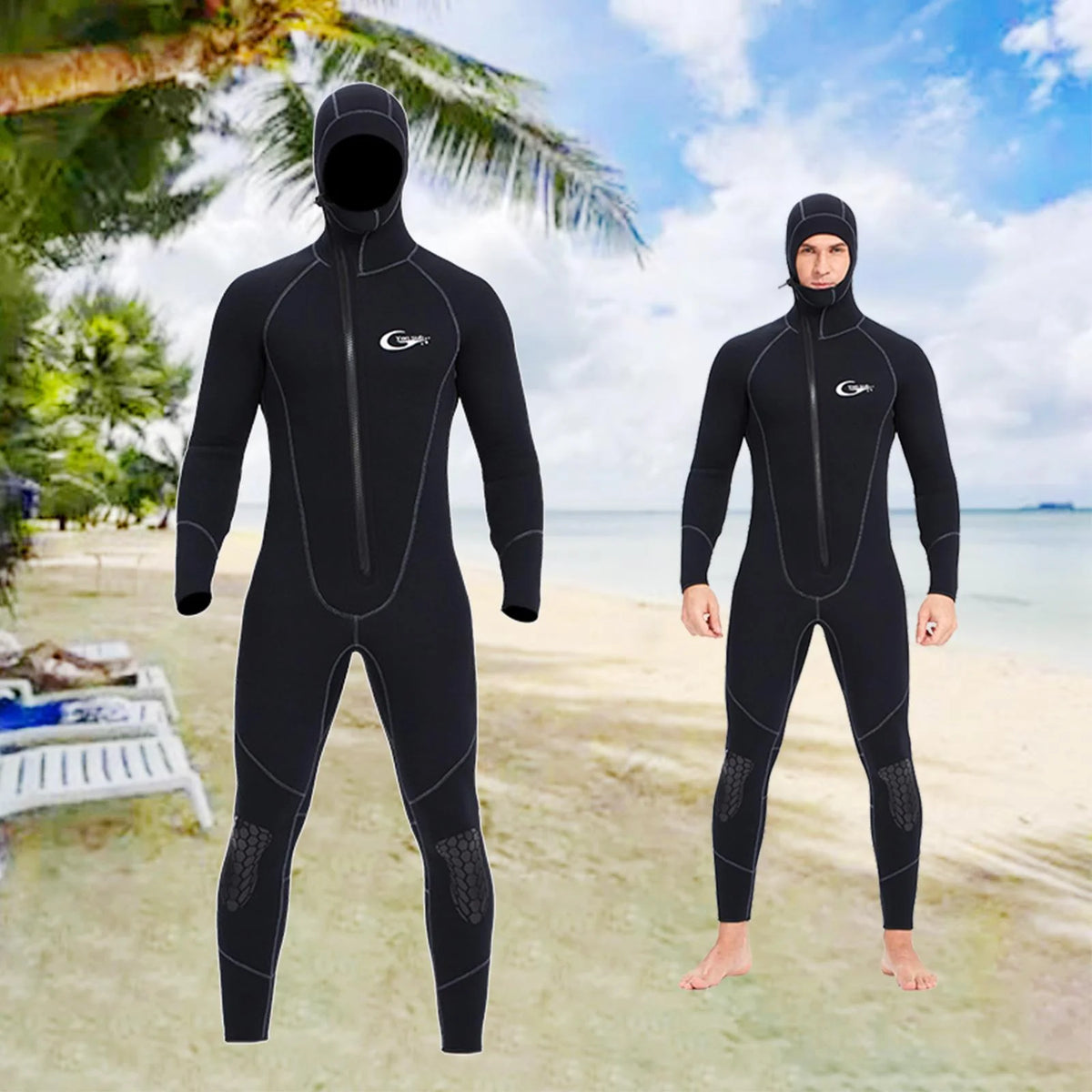 Mens 5mm Hooded Neoprene Scuba Diving Suit XL O23943