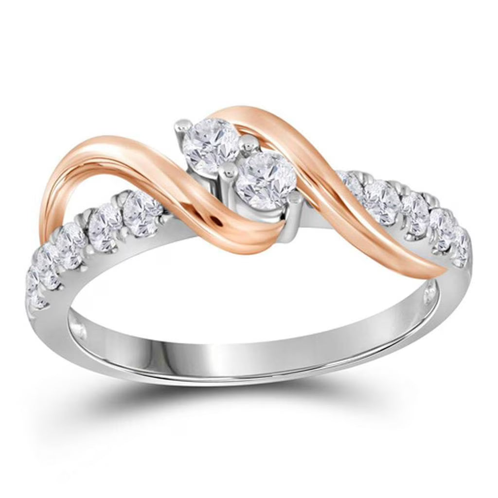 14k Two-tone Gold Diamond Engagement Ring 1-1/2 Cttw M5577