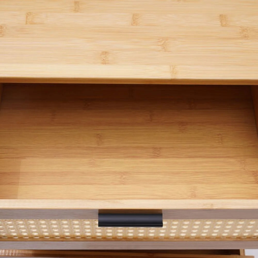 Bamboo Bedside Table with 3 Sliding Drawer P682206