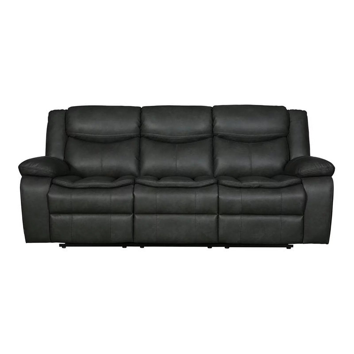 Gray Faux Leather Reclining Sofa Set E733