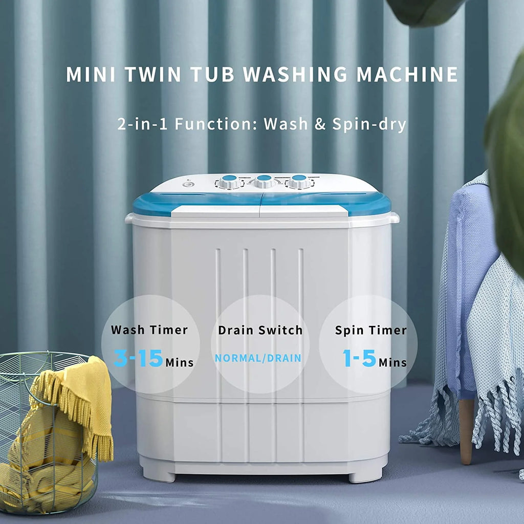 Portable 14lbs Twin Tub Compact Semi-Automatic Washer Spinner Combo O4044