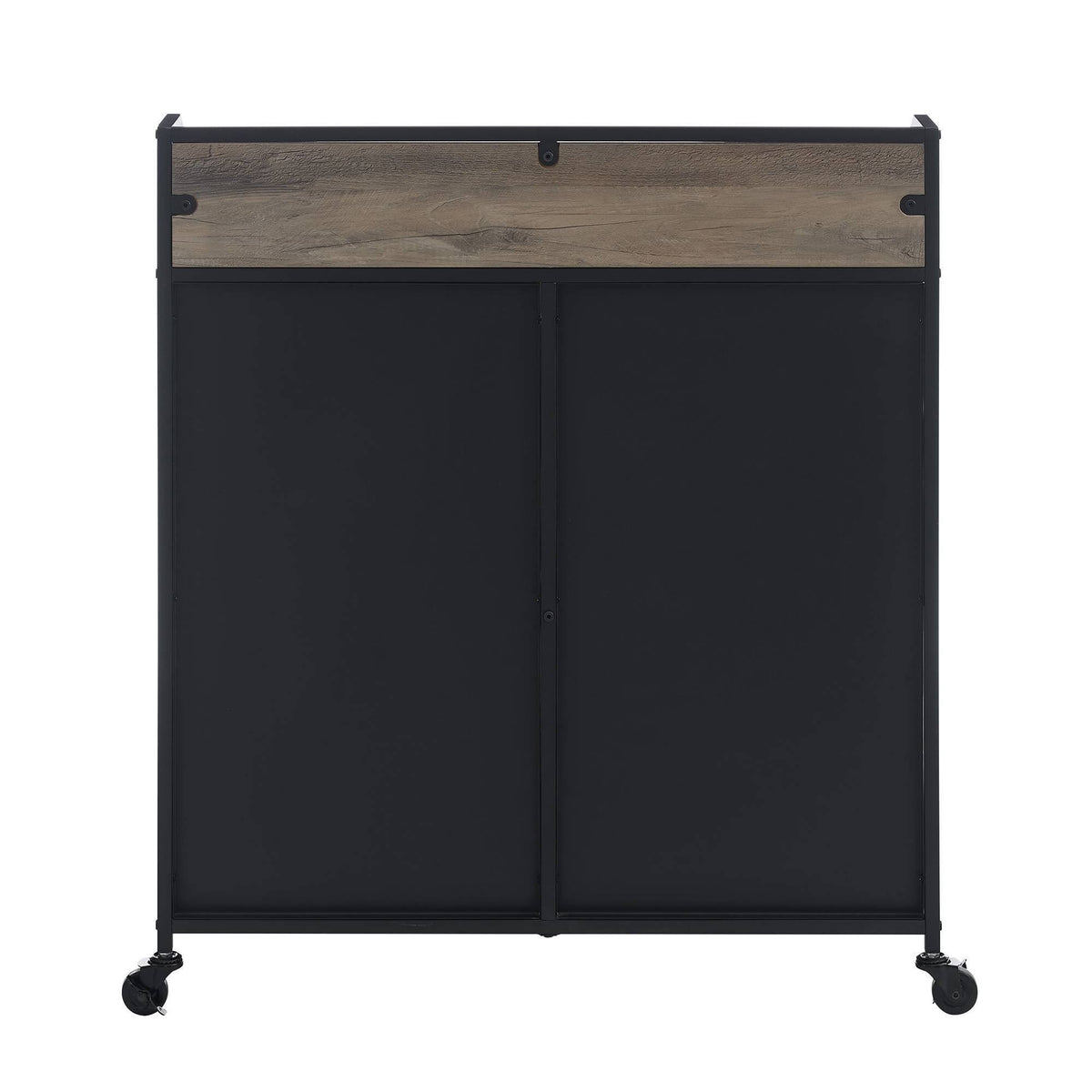 Industrial Metal Mesh Bar Cart on Wheels Gray Wash H5683