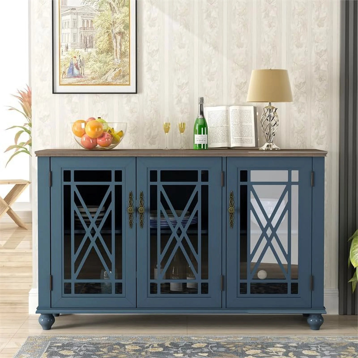 Vintage Wood Kitchen Accent Buffet Sideboard Cabinet Y74480