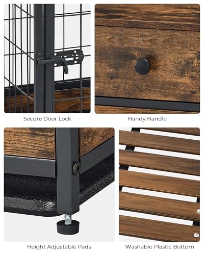 Rustic Brown 31.5 Inch Wooden Dog Crate with Storage Drawer Q4847