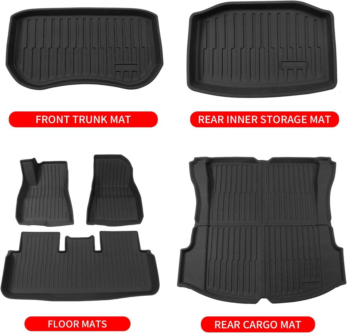 Cargo Liners Storage Frunk Mat All Weather Front Trunk Mats TPE Floor Mats Set of 6 V14497