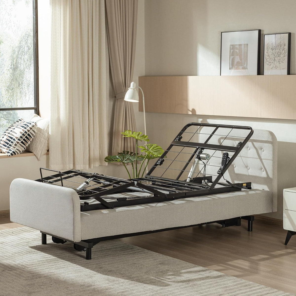 Twin XL Power Adjustable Bed Base Frame with Wired Remote W310669