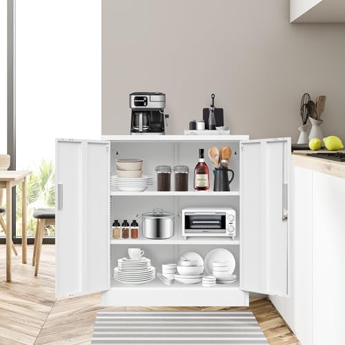 Black 36.2" H Metal Storage Cabinet with Shelves and Doors L444103