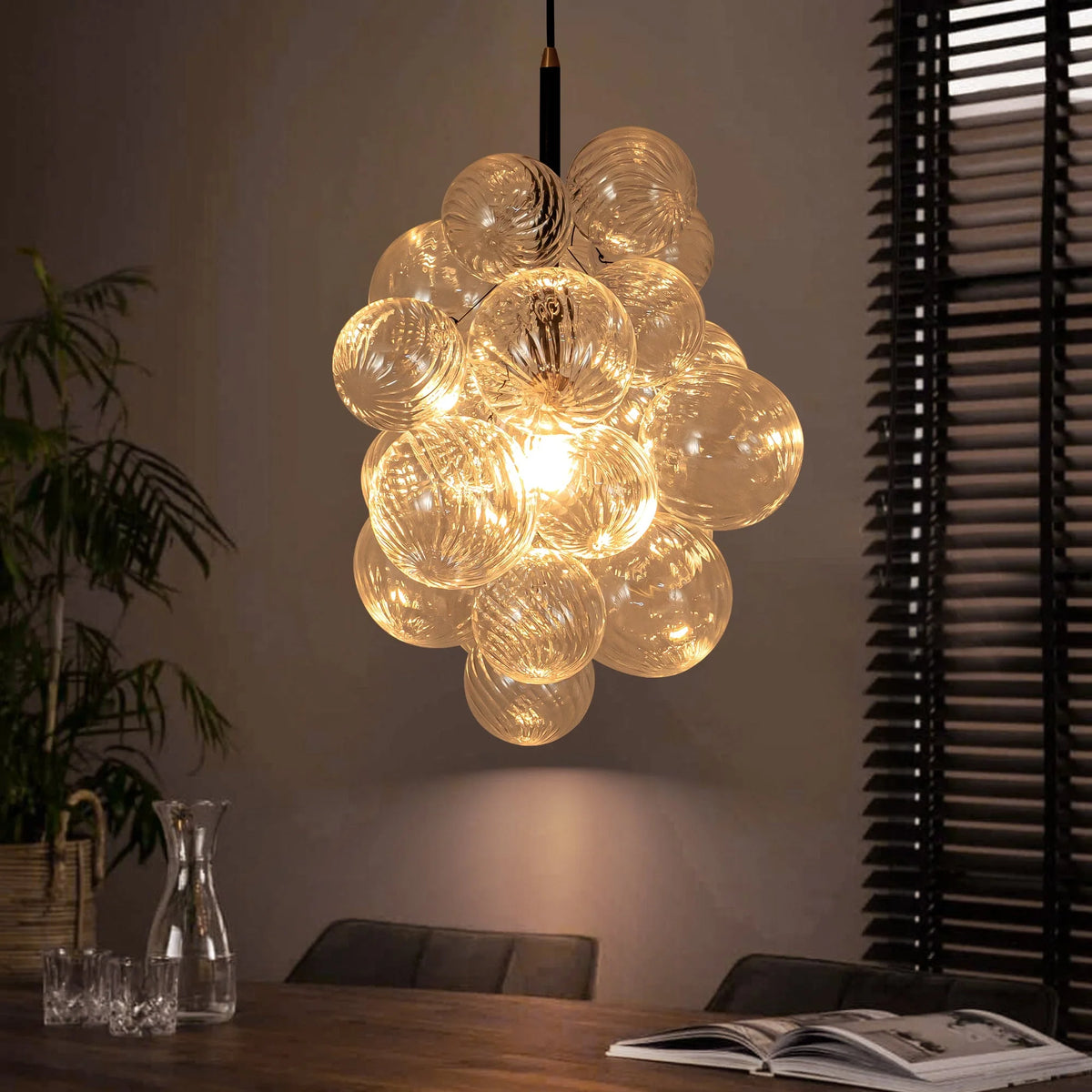 1-Light Dimmable Glass Globe Chandelier W3601
