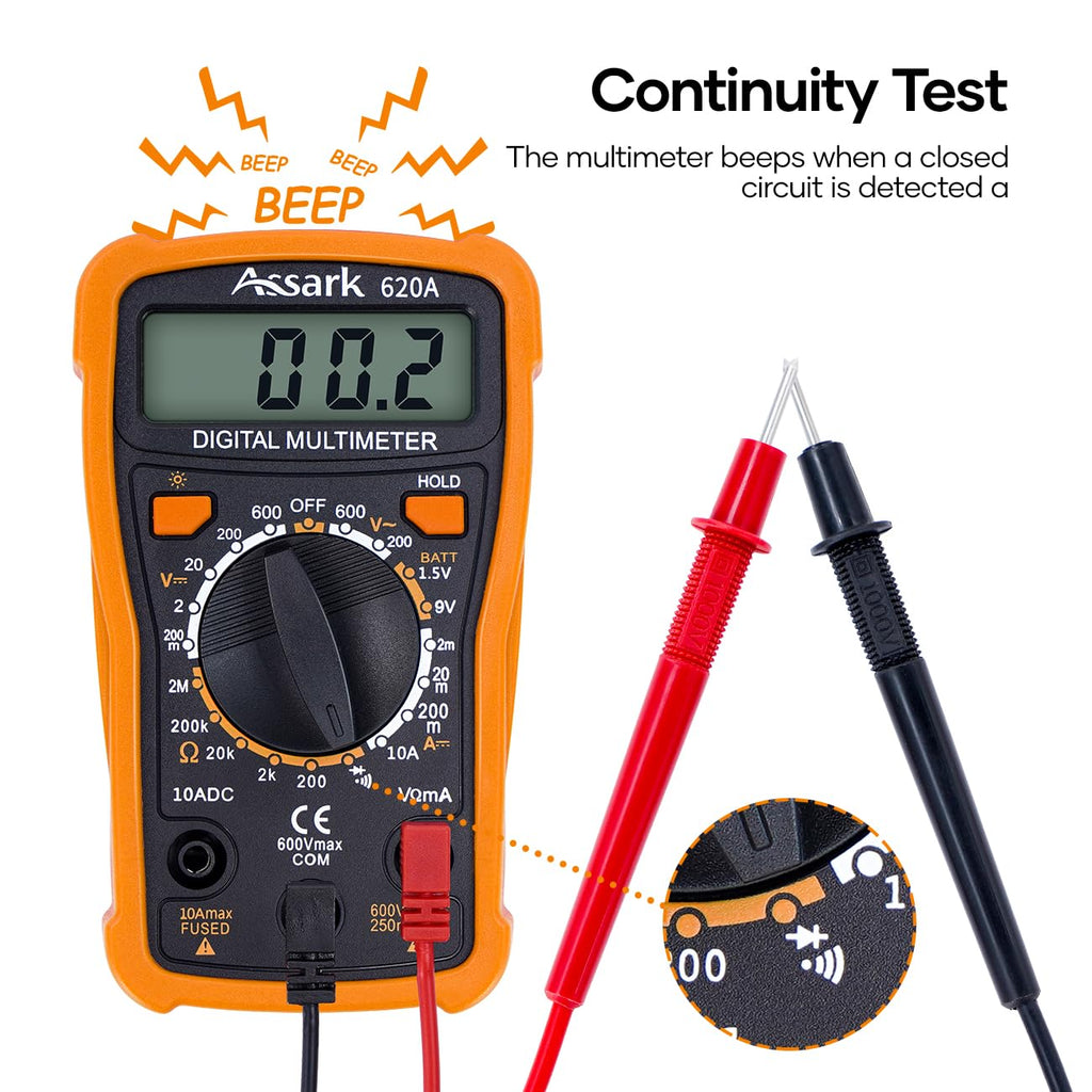 2000 Counts Digital Multimeter with Backlit LCD Display O948
