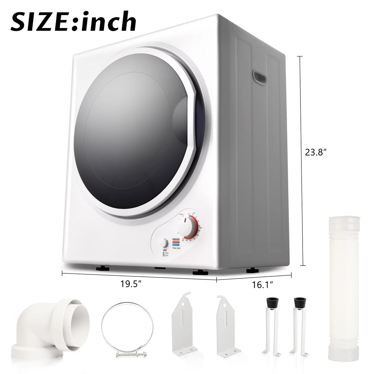 1.5 Cu.ft Compact Portable Laundry Dryer with 5 Drying Modes T578