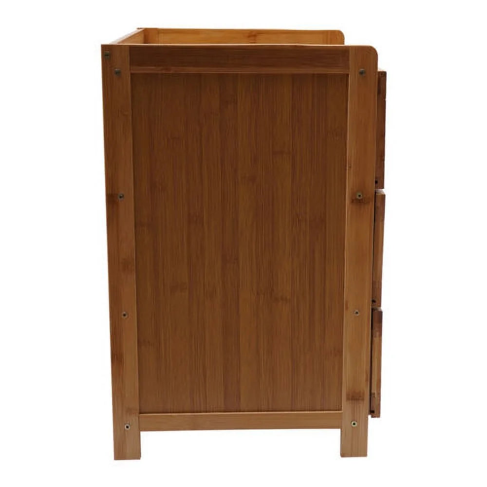 Bamboo Bedside Table with 3 Sliding Drawer P682206