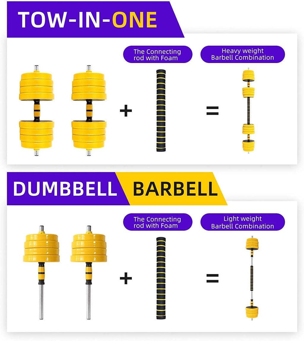 Adjustable Dumbbell Barbell Weight Pair 2-in-1 Non-Slip Neoprene O991
