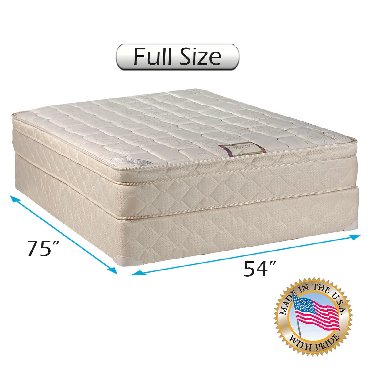 Full Size Innerspring PillowTop Mattress Set with Mattress Cover Protector L86552