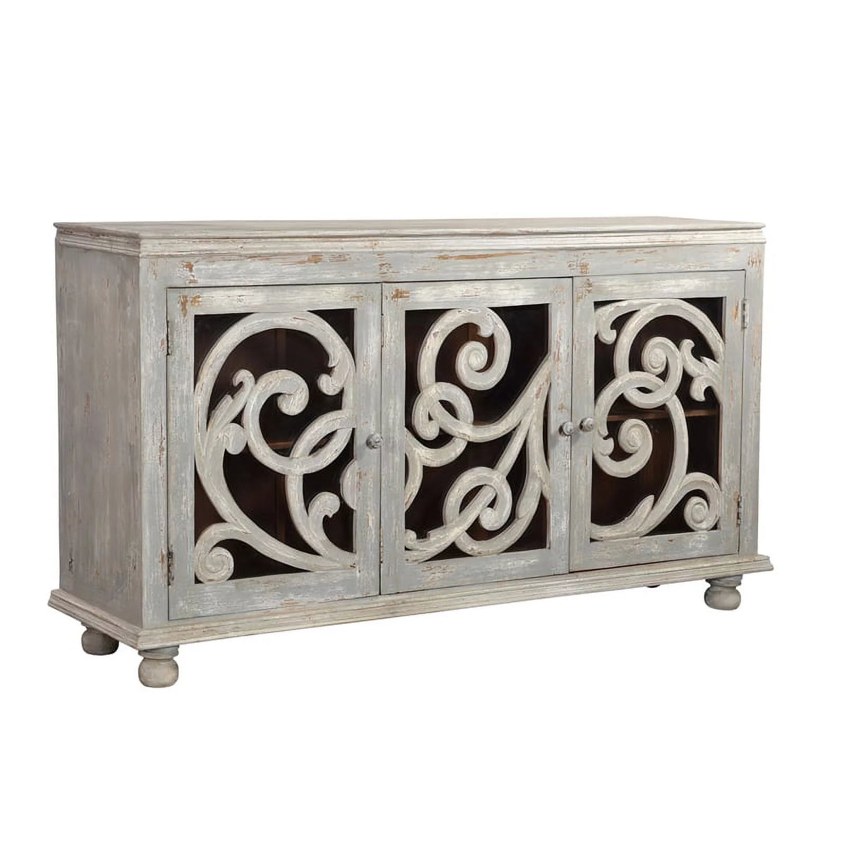 White 3-door Solid Wood Sideboard Q77918