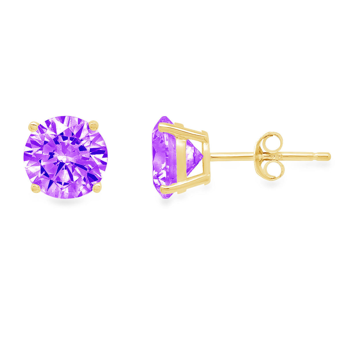 18K Yellow Gold Solitaire Studs Earrings G369649