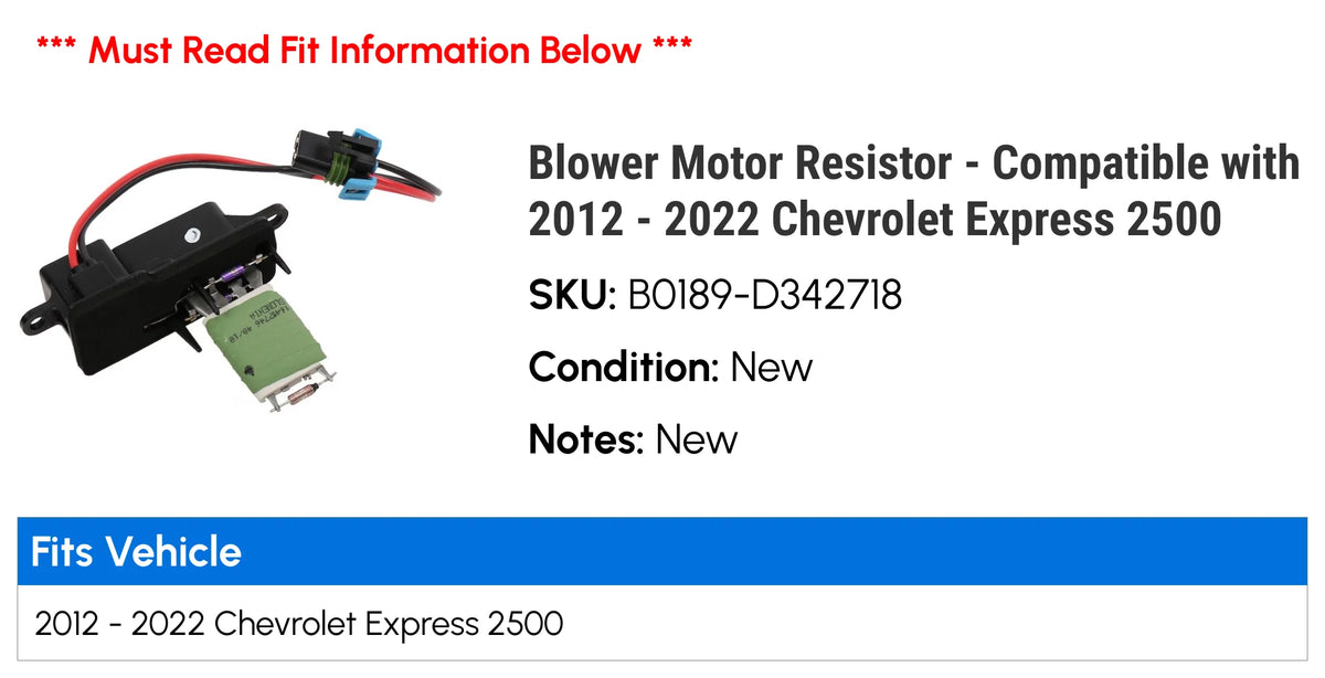 Blower Motor Resistor F81049