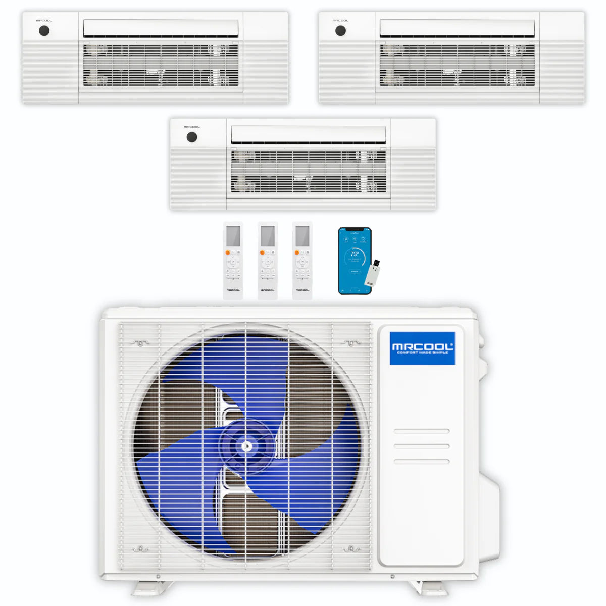27,000 BTU 3 Zone Ceiling Cassette Ductless Air Conditioner and Heat Pump V81096