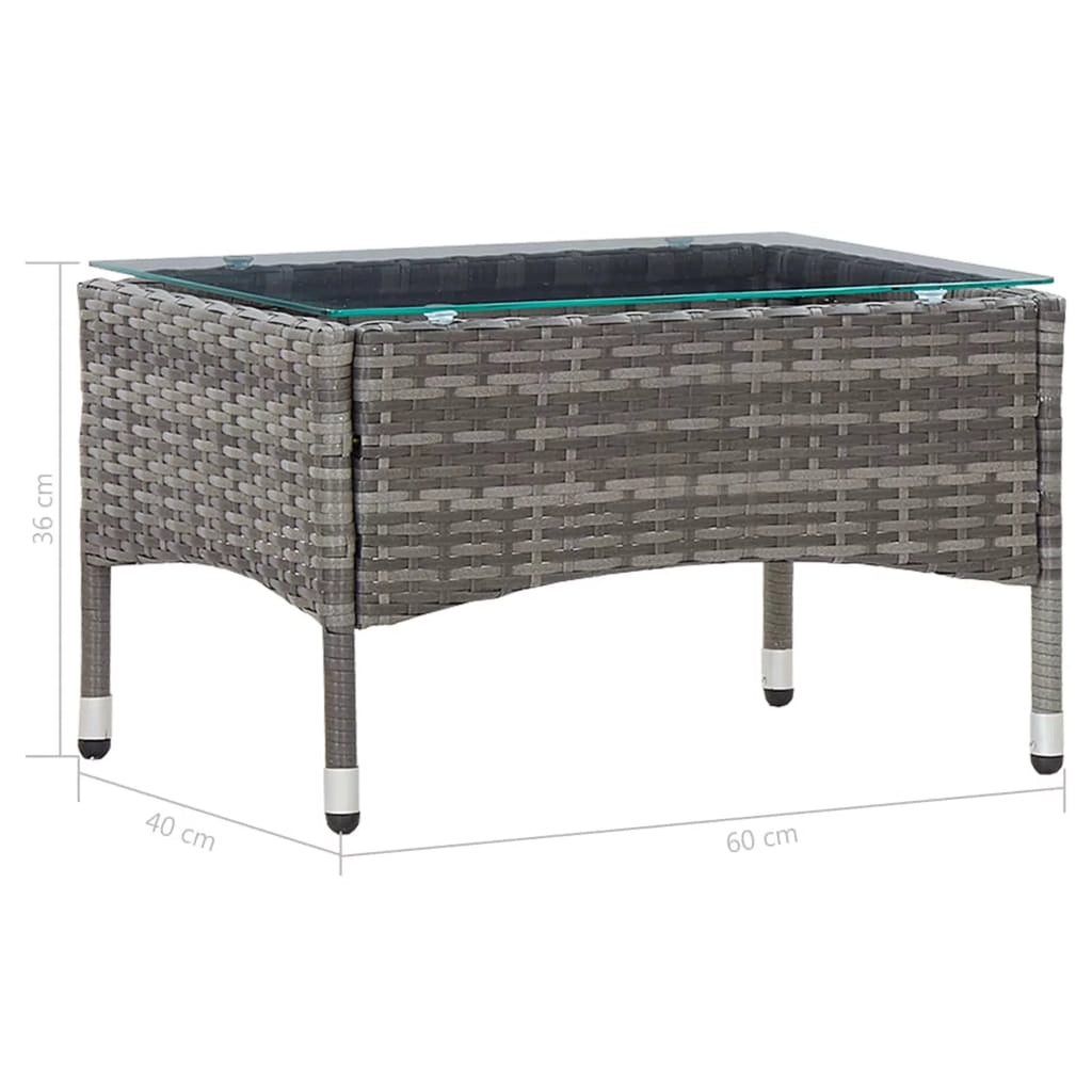 Gray Poly Rattan Glass Top Side Table C899190