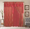 Red 2 Panel Window Curtains with Valance 112"x84" J1119