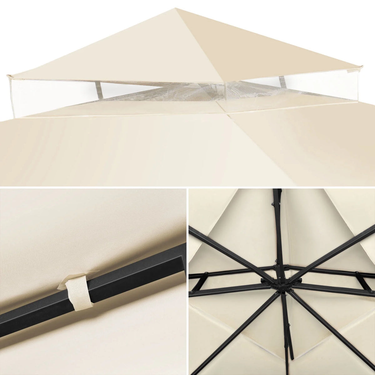 10 x 10 Feet Gazebo Canopy Top Replacement Cover with Plain Edge Polyester E156