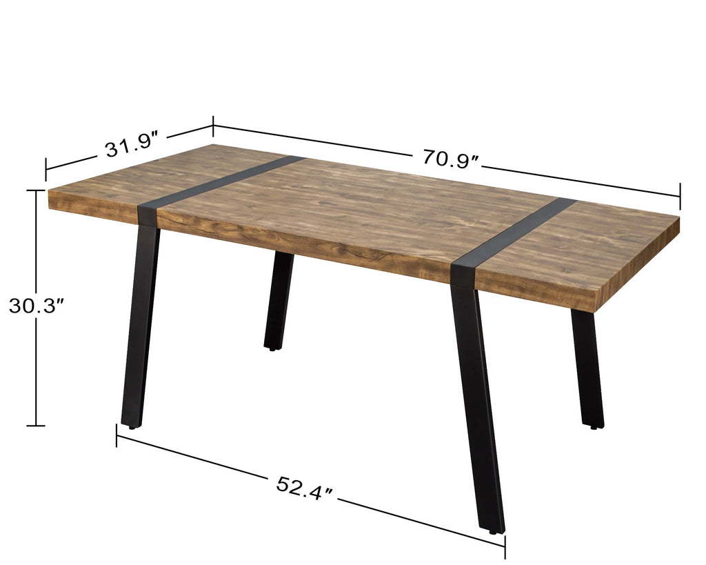 71"W x 32"D Rectangle Dining Kitchen Table, 6 Persons, Light Walnut Z52313
