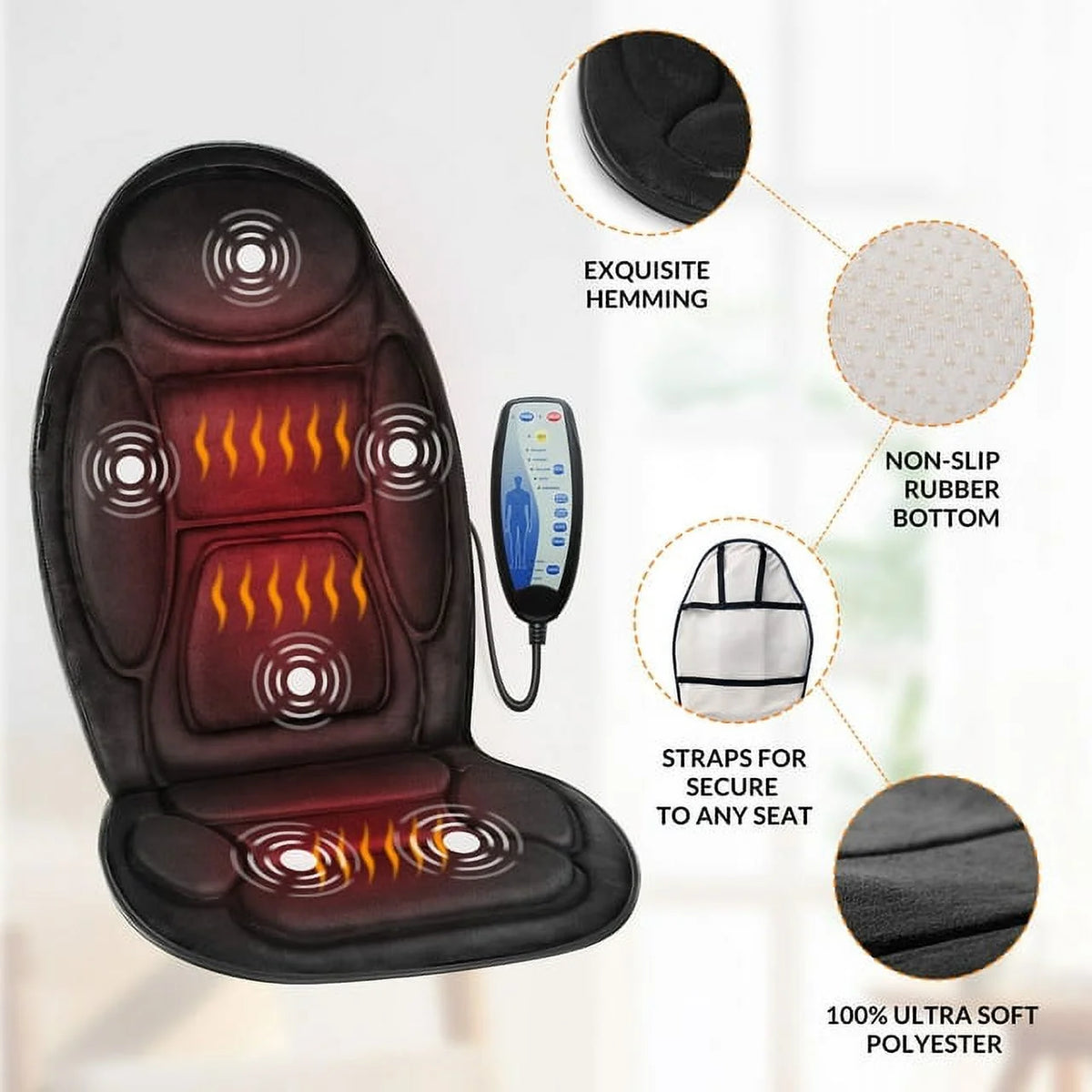 Memory Foam Vibration Seat Massager Cushion with Heat O1705