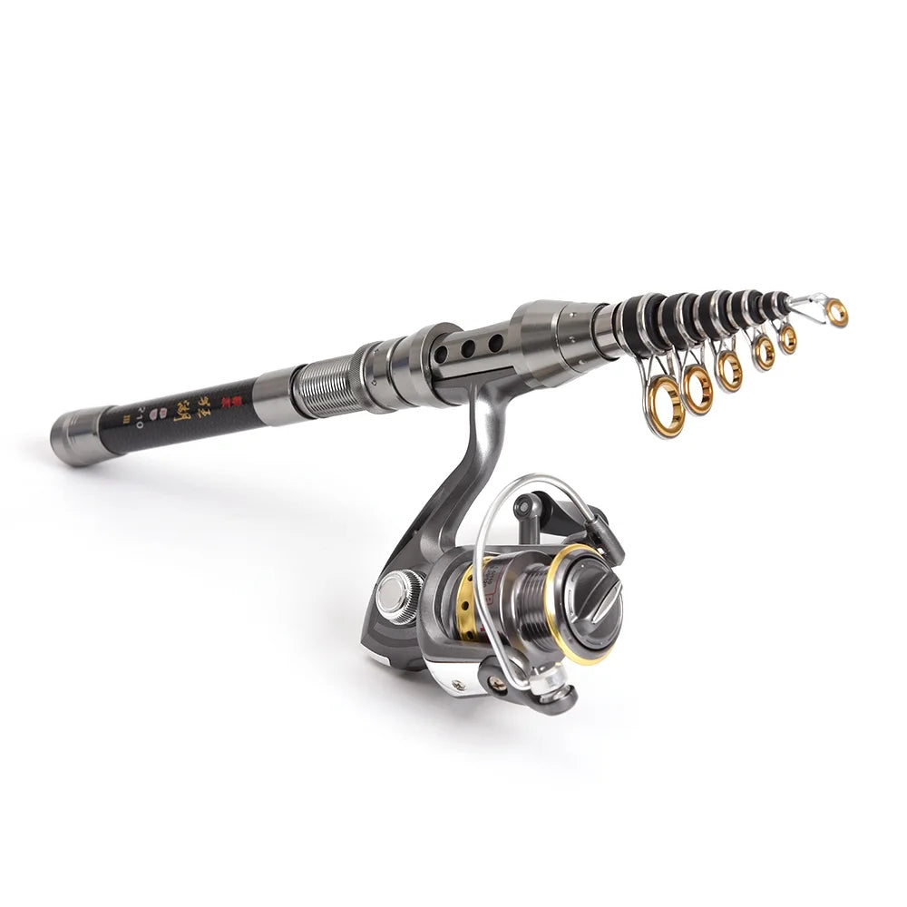 Fishing Kit with Telescopic Rod and Spinning Reel Combo R546