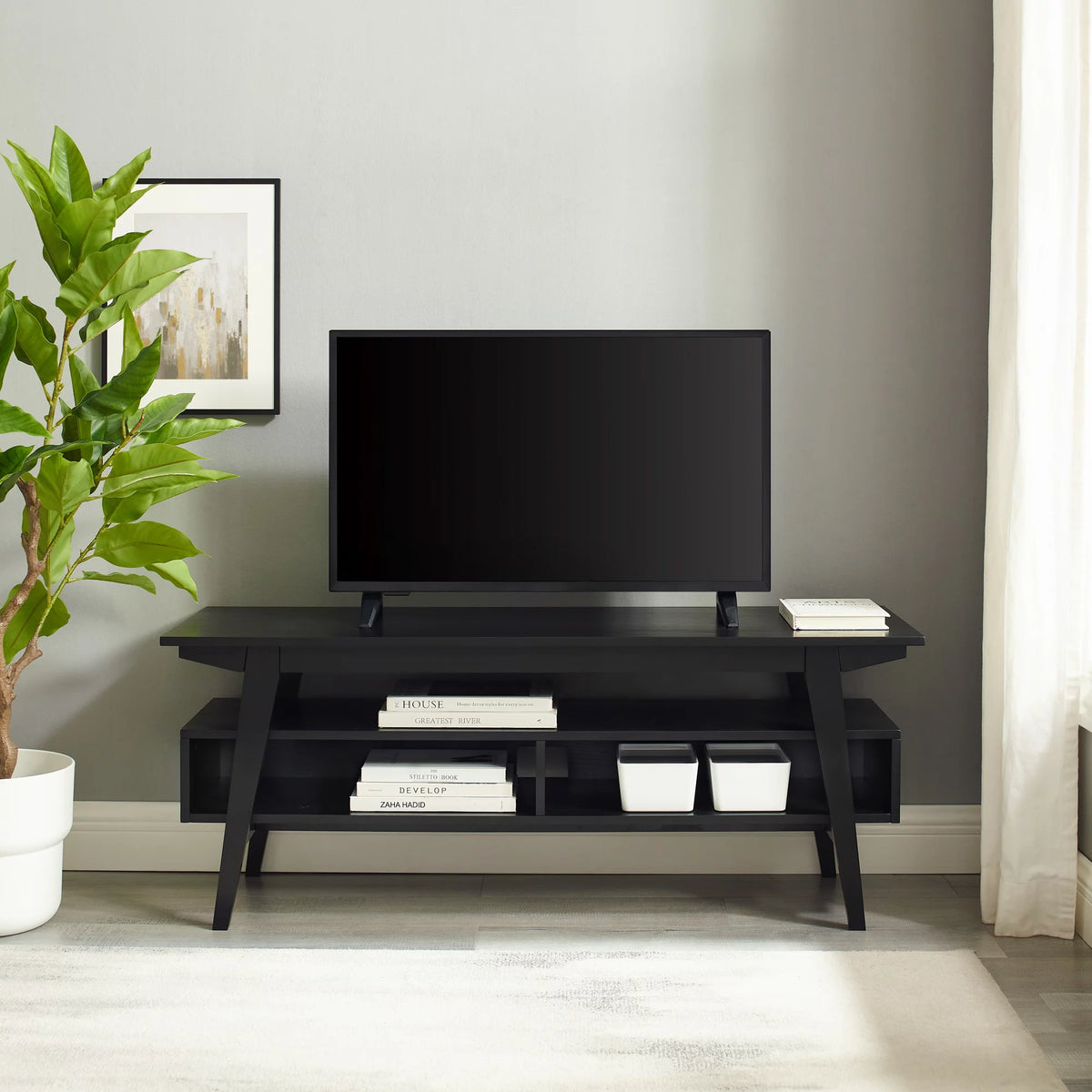 47" Black 2-Cubby TV Stand N6985