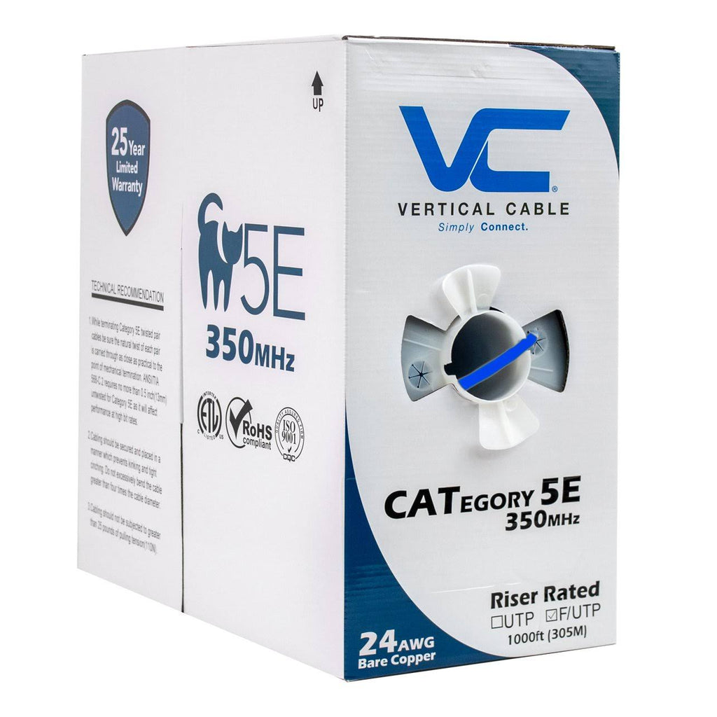 Bulk Shielded Cat5e Ethernet Cable 1000ft Blue Y975307
