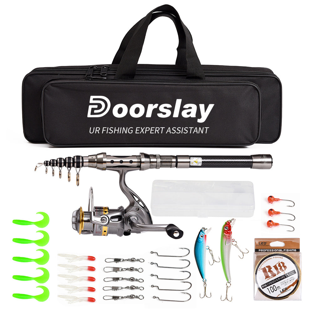 Fishing Kit with Telescopic Rod and Spinning Reel Combo R546