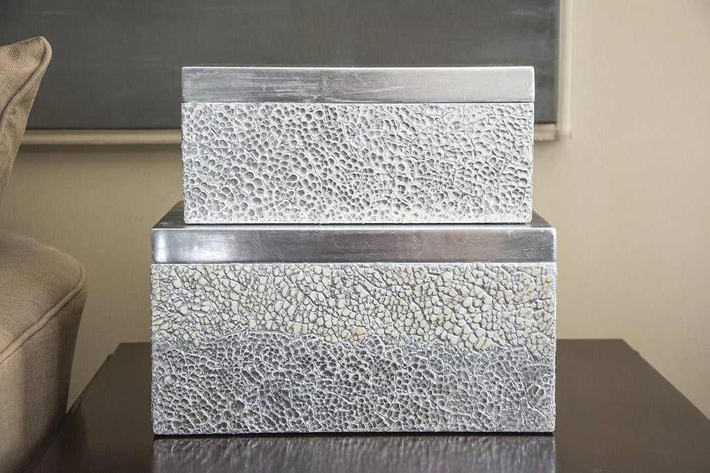 Silver Rectangular Boxes, Set of 2 Z590