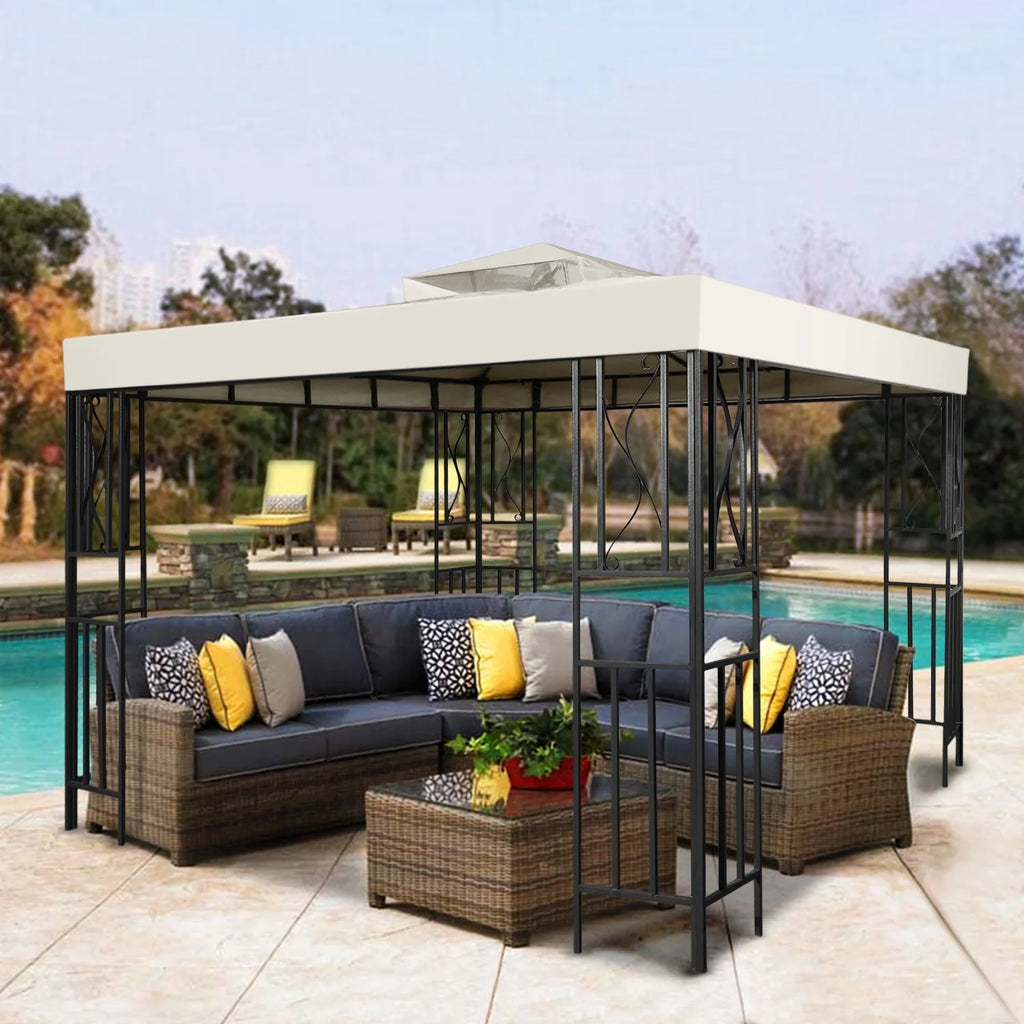 10 x 10 Feet Gazebo Canopy Top Replacement Cover with Plain Edge Polyester E156