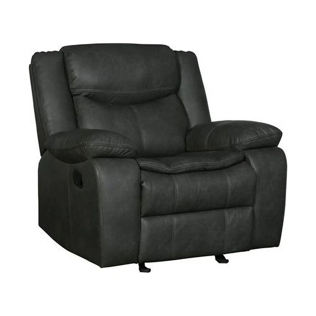 Gray Faux Leather Reclining Sofa Set E733