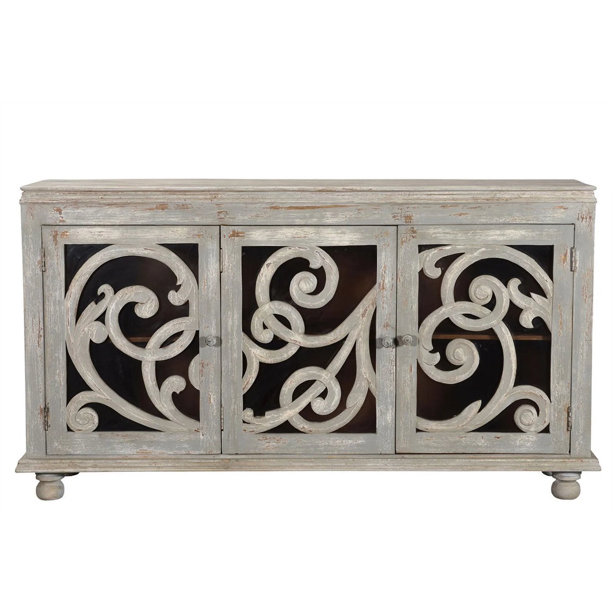 White 3-door Solid Wood Sideboard Q77918