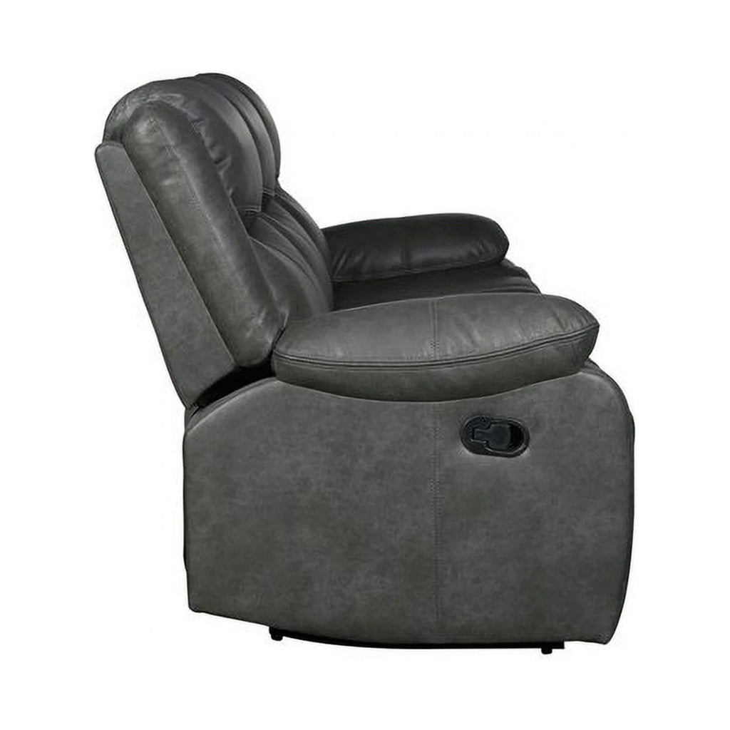 Gray Faux Leather Reclining Sofa Set E733