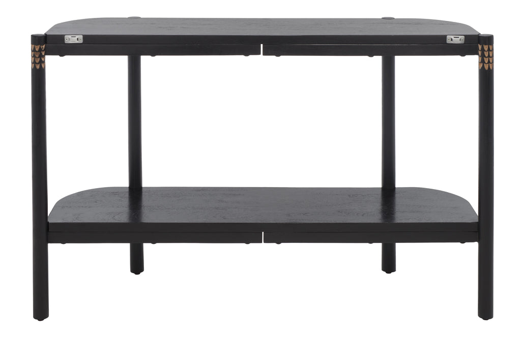 Black Natural Wood Console Table with Shelf M450786
