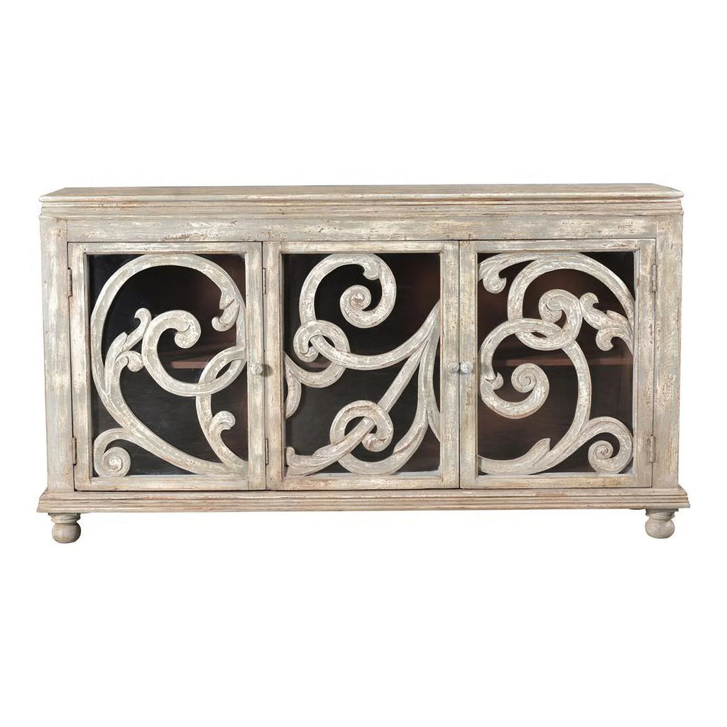 White 3-door Solid Wood Sideboard Q77918