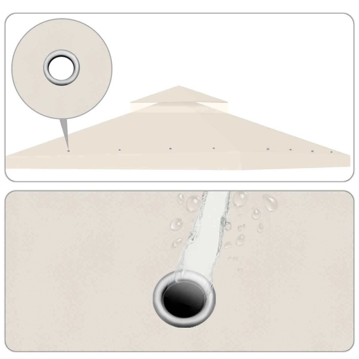 10 x 10 Feet Gazebo Canopy Top Replacement Cover with Plain Edge Polyester E156