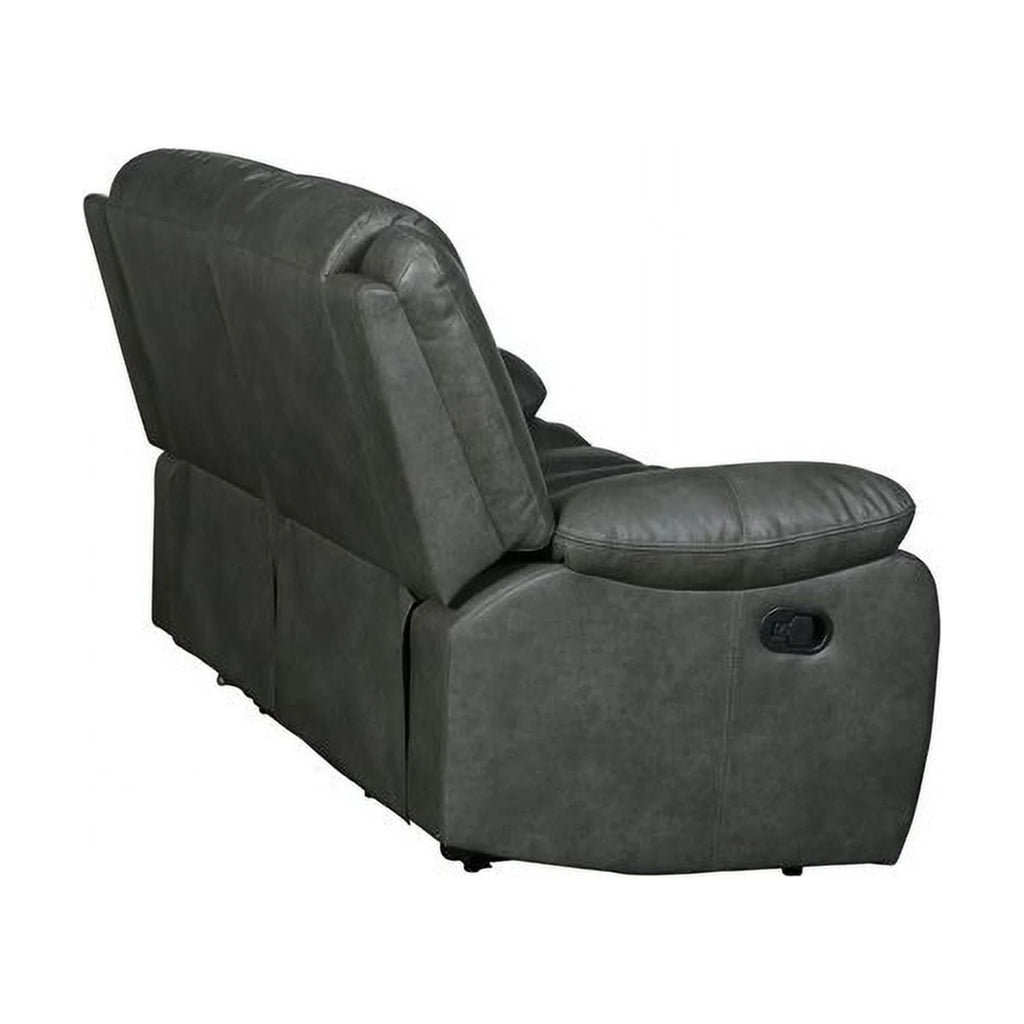 Gray Faux Leather Reclining Sofa Set E733