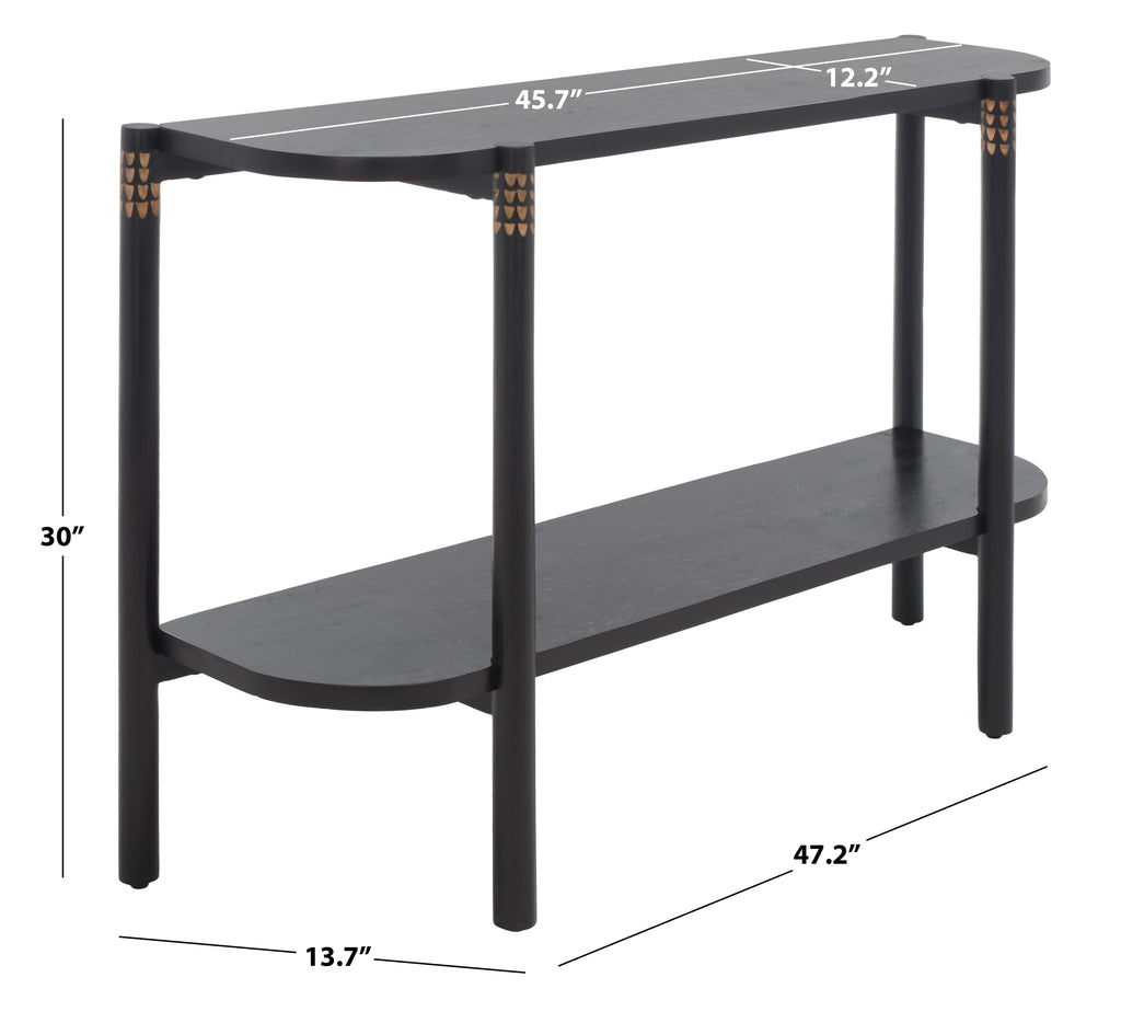 Black Natural Wood Console Table with Shelf M450786